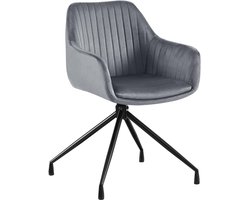 CLP Welby Eetkamerstoel - met armleuning - klassiek - draaibaar - Fluweel/donkergrijs