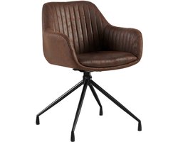 CLP Welby Eetkamerstoel - met armleuning - klassiek - draaibaar - Vintage kunstleer/donkerbruin