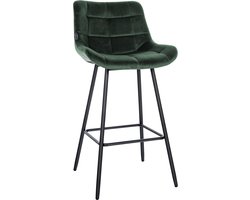 CLP West Barkruk - Met rugleuning - Voetsteun - Metalen frame - zwart/donkergroen