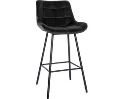 CLP West Barkruk - Met rugleuning - Voetsteun - Metalen frame - zwart/zwart