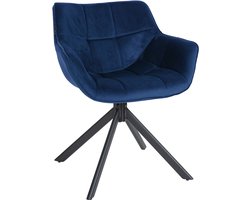 CLP Westport Eetkamerstoel - Met armleuning - Draaibaar - Fluweel - blauw