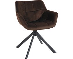 CLP Westport Eetkamerstoel - Met armleuning - Draaibaar - Fluweel - bruin