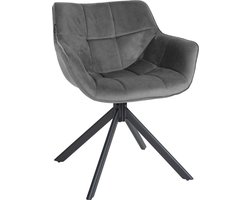 CLP Westport Eetkamerstoel - Met armleuning - Draaibaar - Fluweel - grijs