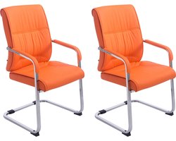 CLP XXL Anubis Set van 2 Eetkamerstoelen - Kunstleer oranje