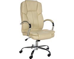 CLP XXL BIG Xanthos Bureaustoel - Voor volwassenen - Ergonomisch - Met armleuningen - Kunstleer - creme