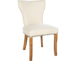 CLP Zadar Eetkamerstoel - Klassiek - Houten stoel - Zonder armleuning - Stof - creme antiek licht