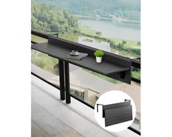 Clruro Balkontafel - 80 × 30 cm - Opvouwbare Hangtafel - 22 kg - RVS en PS - Zwart