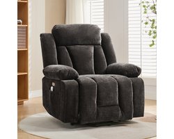 Clruro Massagestoel - 95x94x107 cm - Elektrisch met Heffunctie - 8-punts Massage en USB - Stof - Bruin