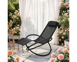 Clruro Schommelstoel - Elegante zonnestoel - Met comfortabele ligfunctie - Zwart