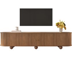 Clruro TV meubel - 180 x 35 x 45 cm - met schuifdeuren en reliëffront - MDF - Walnoot