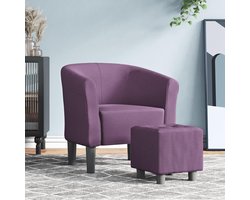 Clubstoel met kruk - Oorfauteuil accentstoel - Ontspannen lezen - Duurzame stoffen bekleding - 70 x 56 x 68 cm