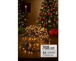Clusterverlichting 768 LED – Warm Wit – 4,5m – 64 Flashing LEDs – Aanloopsnoer 3m – Binnen & Buiten