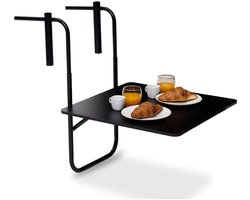 CLVP® Balkontafel Hangend – Inklapbaar Balkonbar - Hangtafel Voor Aan Het Balkon – Hang tafel Balkon - Vouwtafel - Wandtafel – Zwart