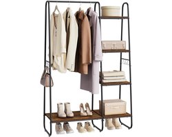 CLVP® Kapstok Staand met Schoenenrek - Gardaroberek - Hout - Industrieel - Bruin en Zwart