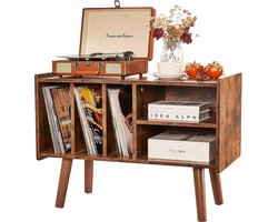 CLVP® Platenspeler Meubel – Stand Platenspelerstandaard Met Vinyl Opbergsysteem - Bruin