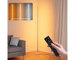 CLVP® Stalamp LED - Vloerlamp Woonkamer - Hoeklamp - Sfeerlamp Slaapkamer - Zilver