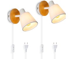 CLVP® Wandlamp Binnen met Snoer - Wandlamp met Stekker voor Binnen - met Dimbare Schakelaar - Industrieel en Vintage - Slaapkamer Bedlampje
