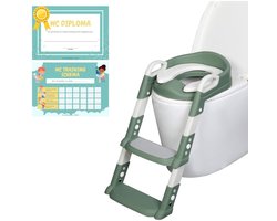CLVP® WC Verkleiner met Trapje - Potje Peuter - Plaspotje Opvouwbaar - Wit en Groen