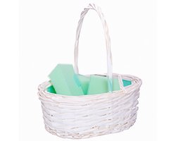 CM Cadeaumand met hengsel - wit - riet - 35 x 27 x 13 cm - geschenkmand - rieten mand