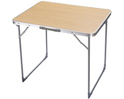 CM Camping tafel - aluminium - lichtgewicht - houtkleur - 80 x 60 x 70 cm - bijzettafel