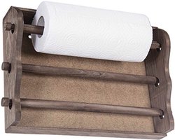 CM Keukenrol houder/folie dispenser wand - walnoot hout - 30 x 36 cm - keuken organizer/rollenhouder