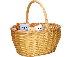 CM Picknickmand met hengsel - naturel - riet - 42 x 31 x 21 cm - boodschappenmand - rieten mand