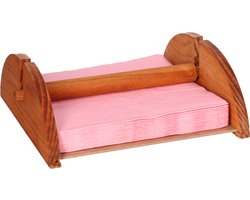 CM Servettenhouder - half rond - hout - bruin - 18 x 19 x 7 cm