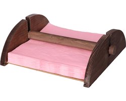 CM Servettenhouder - half rond - hout - bruin - 18 x 19 x 7 cm