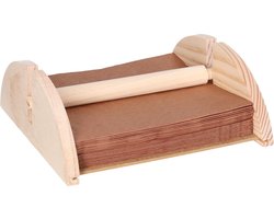 CM Servettenhouder - half rond - hout - naturel - 18 x 19 x 7 cm