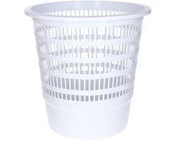 CM Vuilnisbakje/kantoor prullenbak - wit - kunststof - H29 cm - 10 Liter - papier afvalbak