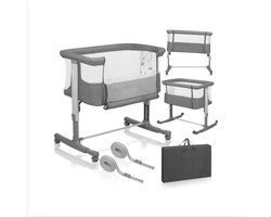 Co Sleeper - Cosleeper Met 3 In 1 Functie - Co-Sleepers Verstelbaar En Mobiel - Grijs