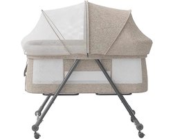 Co-sleeper - Opvouwbaar baby bedje - Baby reisbed - Grab and go Bed - Schommelende wieg - Met draagtas en klamboe - Muggennet - Beige
