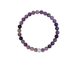 CO88 Collection 8CB-91098-L-XL Stenen Armband Amethist - 6mm - 19cm - Rekbaar - Paars
