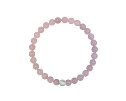 CO88 Collection 8CB-91099-L-XL Stenen Armband Rozenkwarts - 6mm - 19cm - Rekbaar - Roze