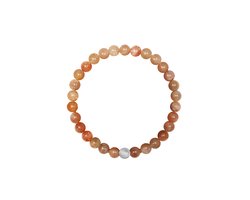 CO88 Collection 8CB-91103-S-M Stenen Armband Helioliet Sunstone - 6mm - 17,5cm - Rekbaar - Licht Oranje Tinten