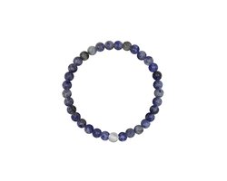 CO88 Collection 8CB-91105-S-M Stenen Armband Dumoriet - 6mm - 17,5cm - Rekbaar - Grijs - Blauw