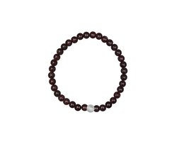CO88 Collection 8CB-91108-S-M Stenen Armband Granaat - 6mm - 17,5cm - Rekbaar - Roodbruin