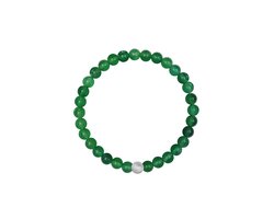 CO88 Collection 8CB-91112-S-M Stenen Armband Groen Agaat - 6mm - 17,5cm - Rekbaar - Groen