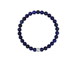 CO88 Collection 8CB-91113-L-XL Stenen Armband Lapis Lazuli - 6mm - 19cm - Rekbaar - Blauw