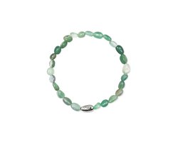CO88 Collection 8CB-91118-S-M Stenen Armband Groen Agaat - 4 tot 8mm - 17,5cm - Rekbaar - Zacht Groen