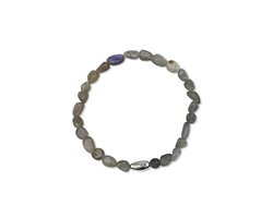 CO88 Collection 8CB-91122-S-M Stenen Armband Maansteen - 4 tot 8mm - 17,5cm - Rekbaar - Grijs