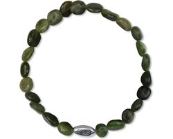CO88 Collection 8CB-91123-S-M Stenen Armband Jade - 4 tot 8mm - 17,5cm - Rekbaar - Olijfgroen