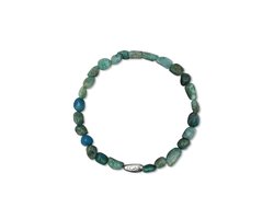 CO88 Collection 8CB-91126-S-M Stenen Armband Lapis Feniks - 4 tot 8mm - 17,5cm - Rekbaar - Turkoois