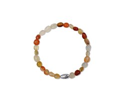CO88 Collection 8CB-91128-S-M Stenen Armband Rood Agaat - 4 tot 8mm - 17,5cm - Rekbaar - Oranje
