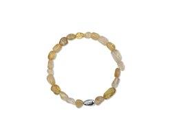 CO88 Collection 8CB-91133-S-M Stenen Armband Citrien - 4 tot 8mm - 17,5cm - Rekbaar - Geel