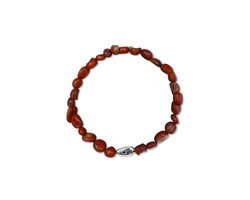 CO88 Collection 8CB-91135-S-M Stenen Armband Rode Jaspis - 4 tot 8mm - 17,5cm - Rekbaar - Steenrood