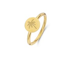 CO88 Collection Sense 8CR 10011 54 Stalen Ring met Palmboom - Maat 54 - Goudkleurig