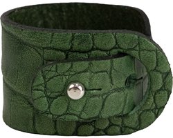 Coaster Queen - Servetringen - Leer - Croco - Groen - 4 Stuks