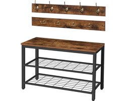 Coat Rack Shoe Rack Set with Bench and Hooks - Industrial Entryway Organizer halmeubel met kapstok