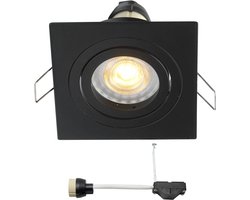 Coblux LED inbouwspot zwart - 4W / vierkant / dimbaar / kantelbaar / 230V / IP20 / downlights / plafondspots / spotjes / inbouwspots / woonkamer / spotlight / GU10 fitting / warmwit